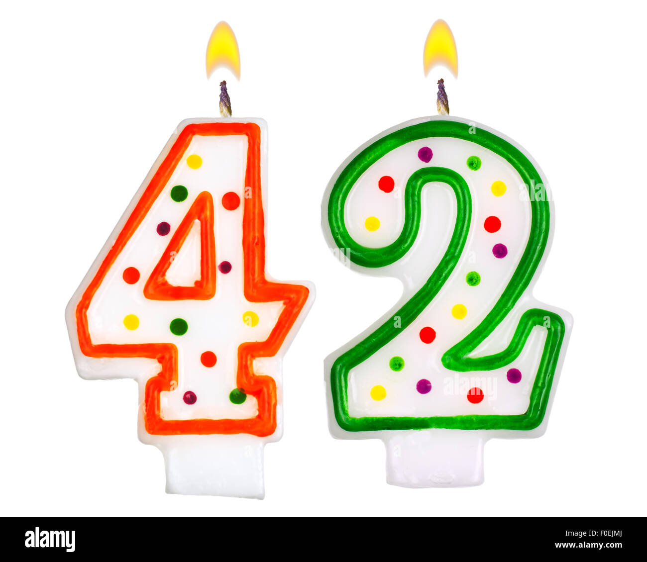 Número cuarenta y dos velas de cumpleaños Fotografía de stock - Alamy