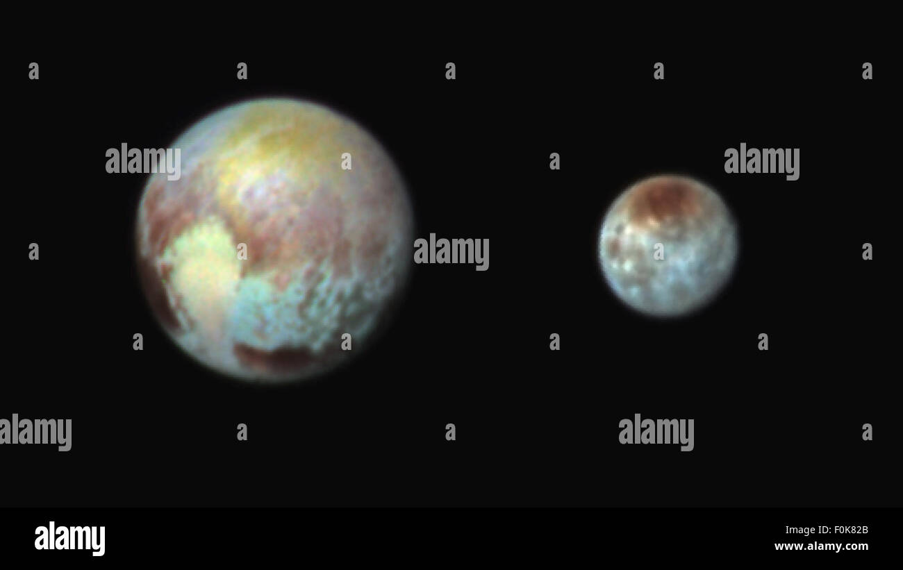 **Esta imagen fue tomada a las 3:38 a.m. EDT el 13 de julio, un día antes de que los nuevos horizontes" al acercamiento a Plutón Foto de stock