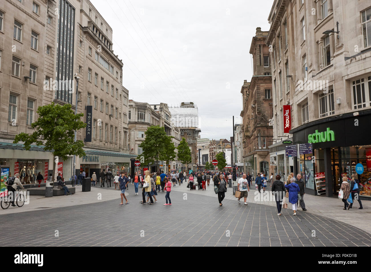 Church Street zona peatonal del centro de la ciudad de Liverpool, Inglaterra Foto de stock