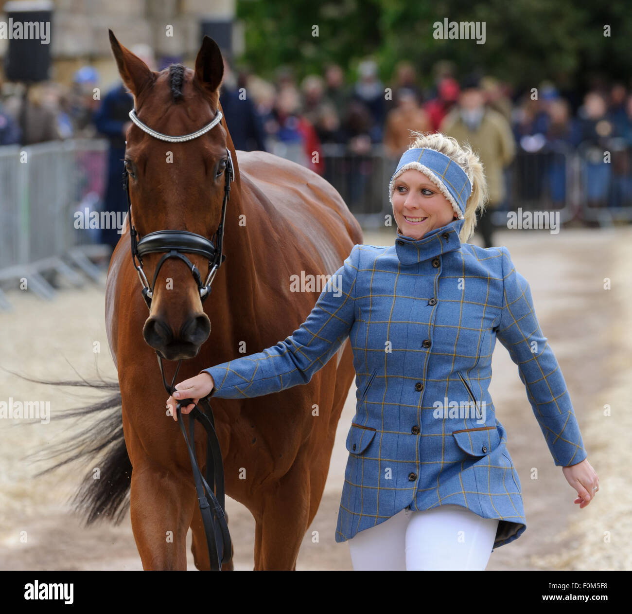 Gemma Tattersall y el Ártico en el alma - primer caballo inspección - Mitsubishi Motors Badminton Horse Trials, Badminton House, miércoles 6 de mayo de 2015. Foto de stock