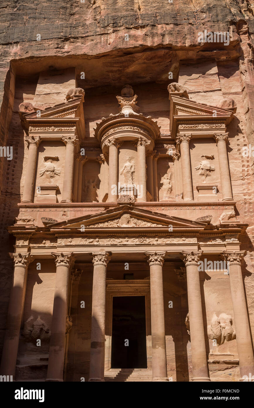 Detalle de al-Khaznah o la Tesorería, Petra, Jordania. Foto de stock