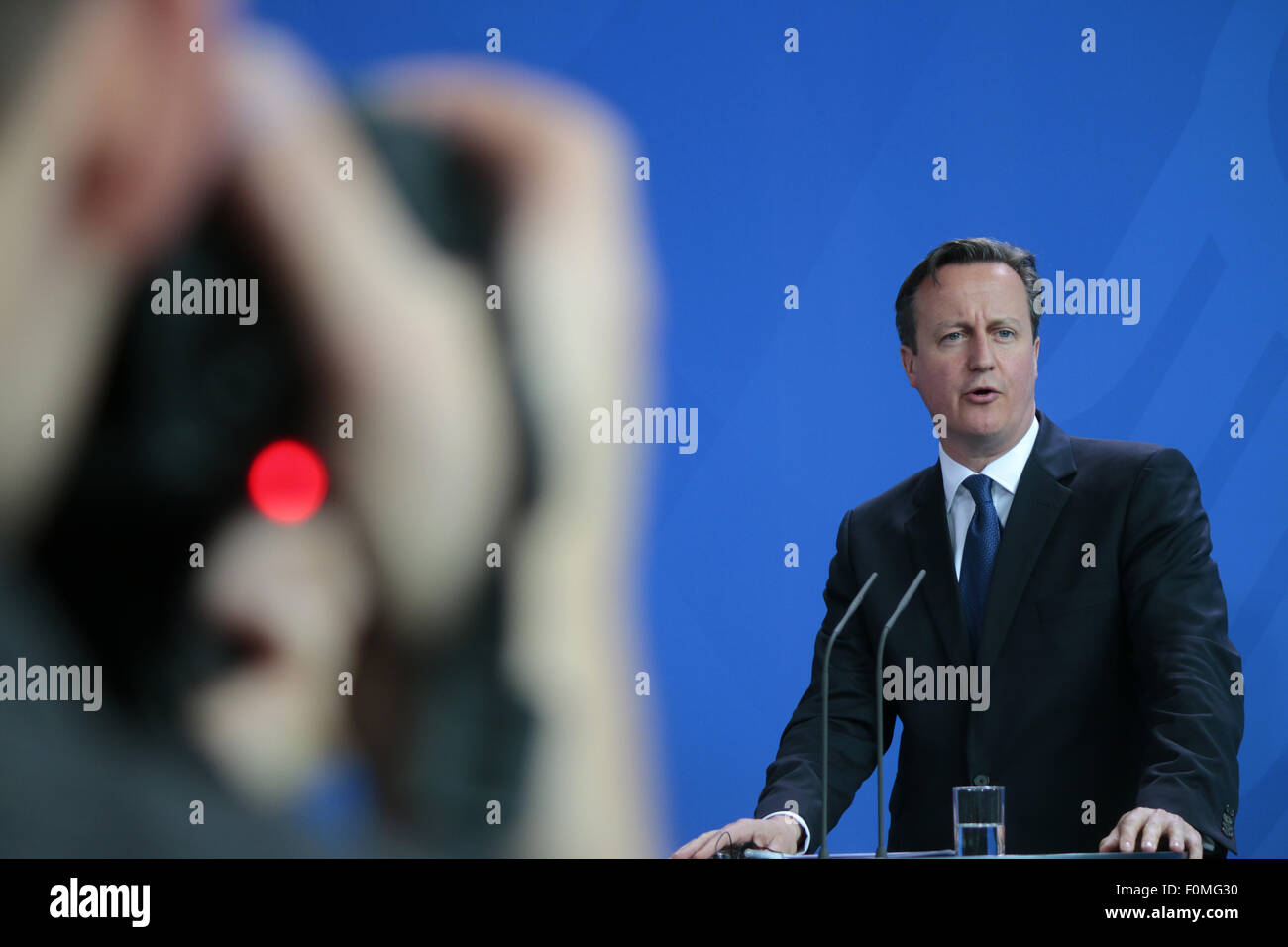David Cameron - Treffen der dt. Mit dem britischen Bundeskanzlerin, Premierminister Bundeskanzleramt, 29. Mai 2015, Berlín. Foto de stock