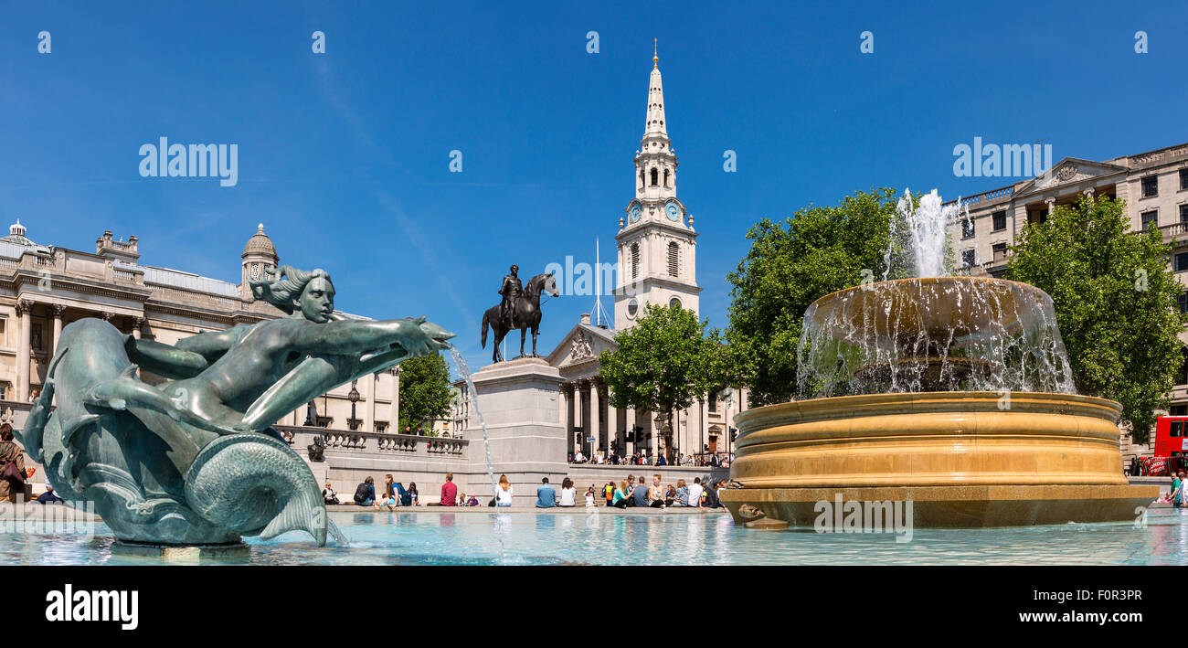 Londres, Trafalgar Square y la National Gallery Foto de stock