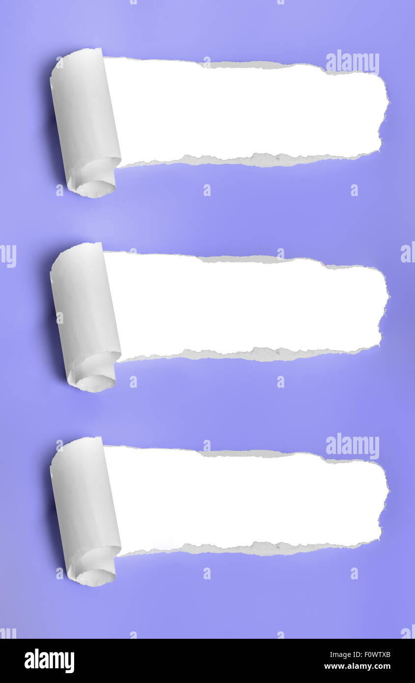 Trozo de papel, en hoja blanca, foto vertical Foto de stock