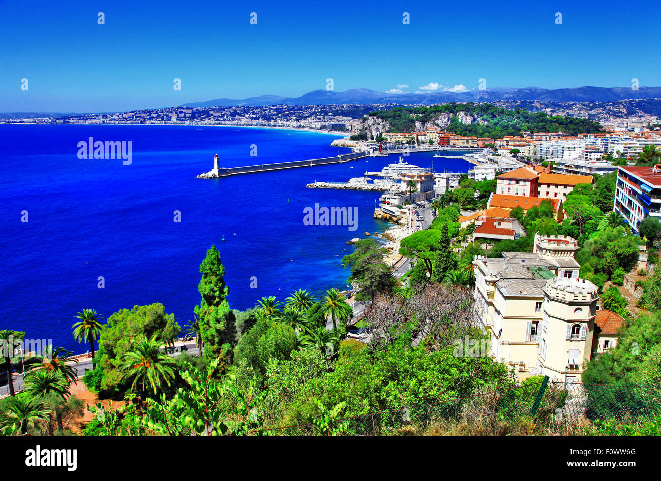Vista de Niza, la riviera francesa, la costa azul de Francia Foto de stock