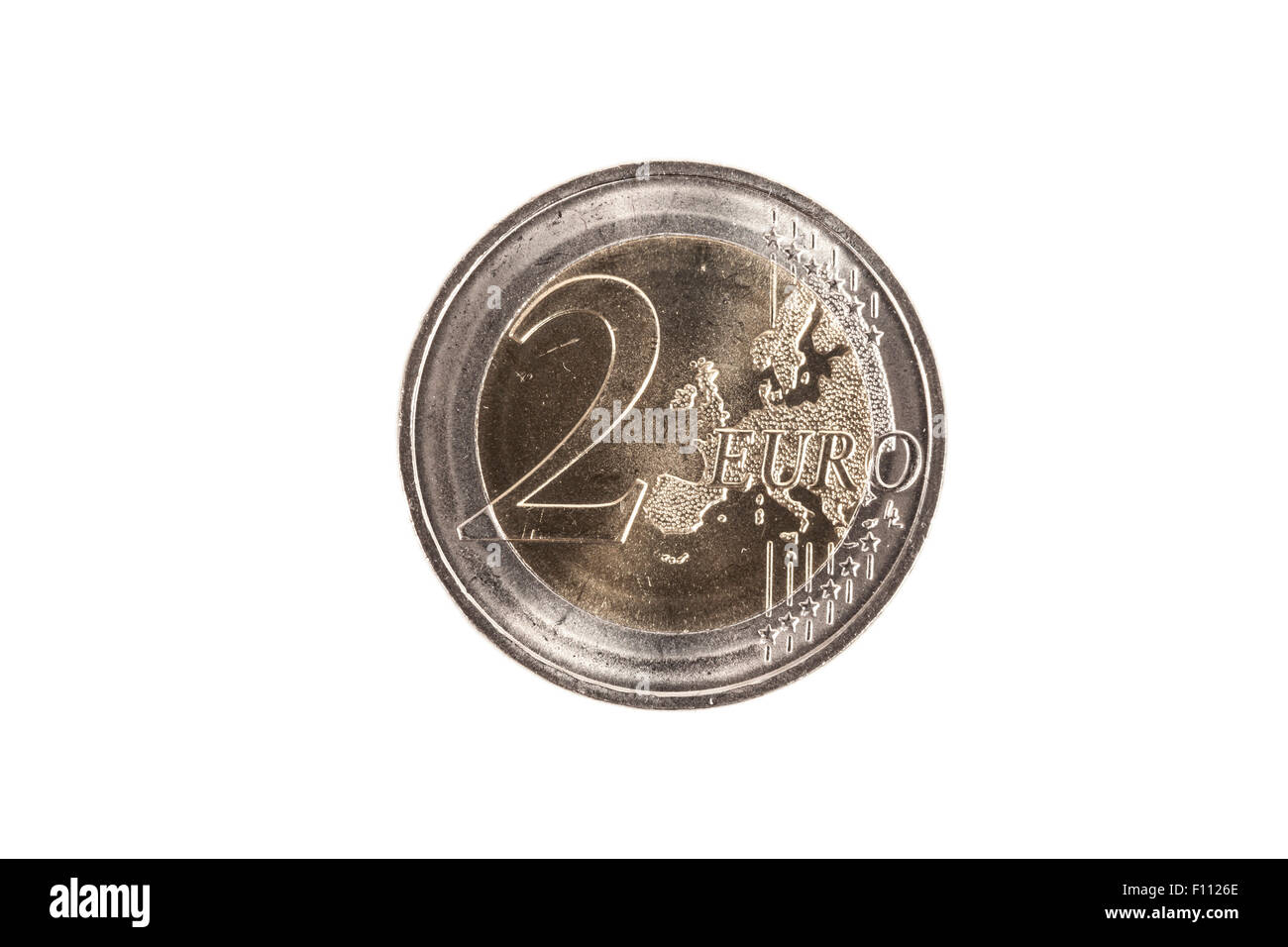 Dos monedas de euro aislado Foto de stock