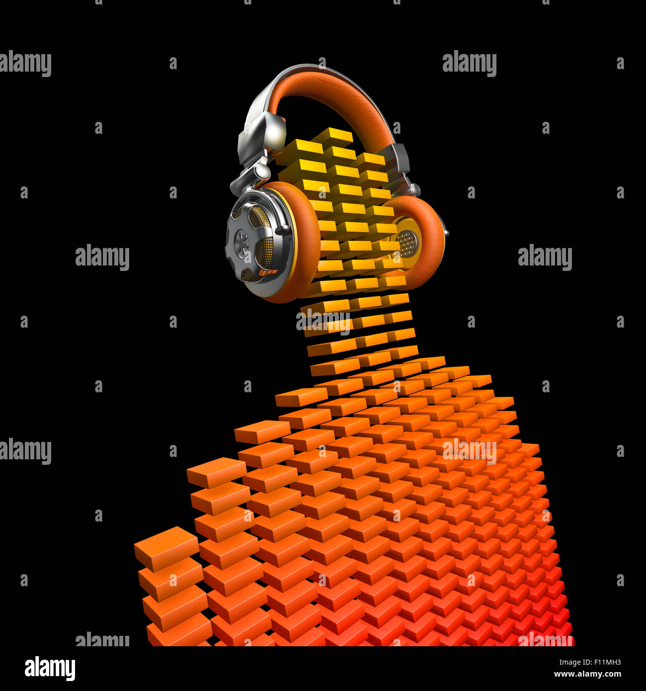 Virtual DJ, 3D Render de ecualizador bares formando figuras con auriculares  Fotografía de stock - Alamy