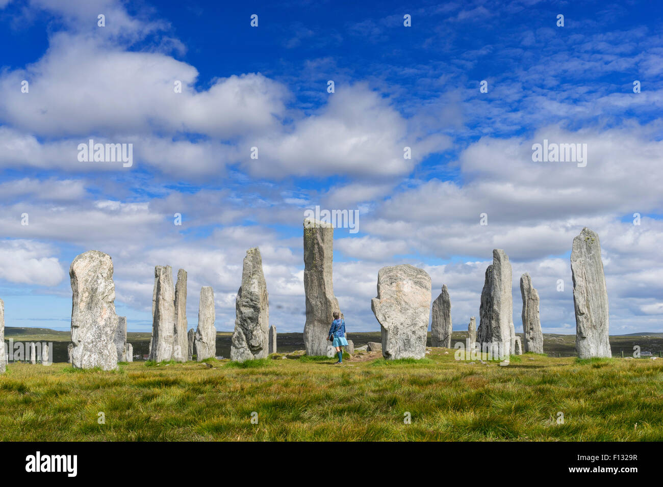 Callanish Standing Stones (gaélico) Calanais piedras en la isla de Lewis en las Hébridas Exteriores en Escocia Foto de stock