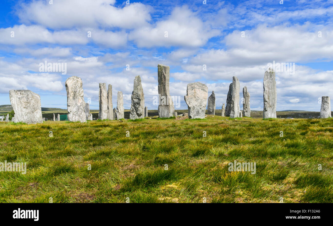 Callanish (gaélico) Calanais piedras en la aldea de Callanish en la isla de Lewis en las Hébridas Exteriores en Escocia Foto de stock