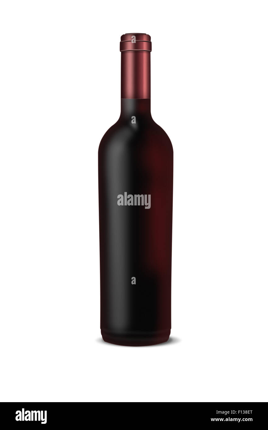 Botella de vino aislado sobre fondo blanco. Ilustración muy detallada