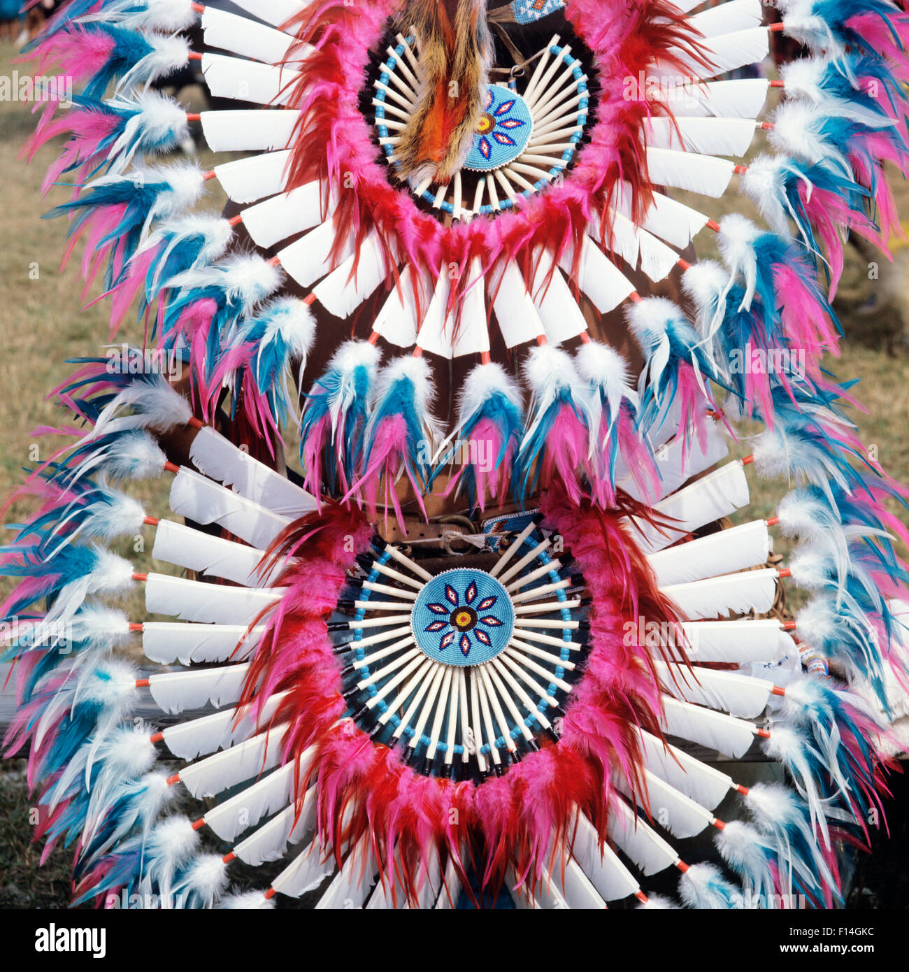 Detalle de Pow Wow traje de plumas y Ann Arbor, Michigan, EE.UU