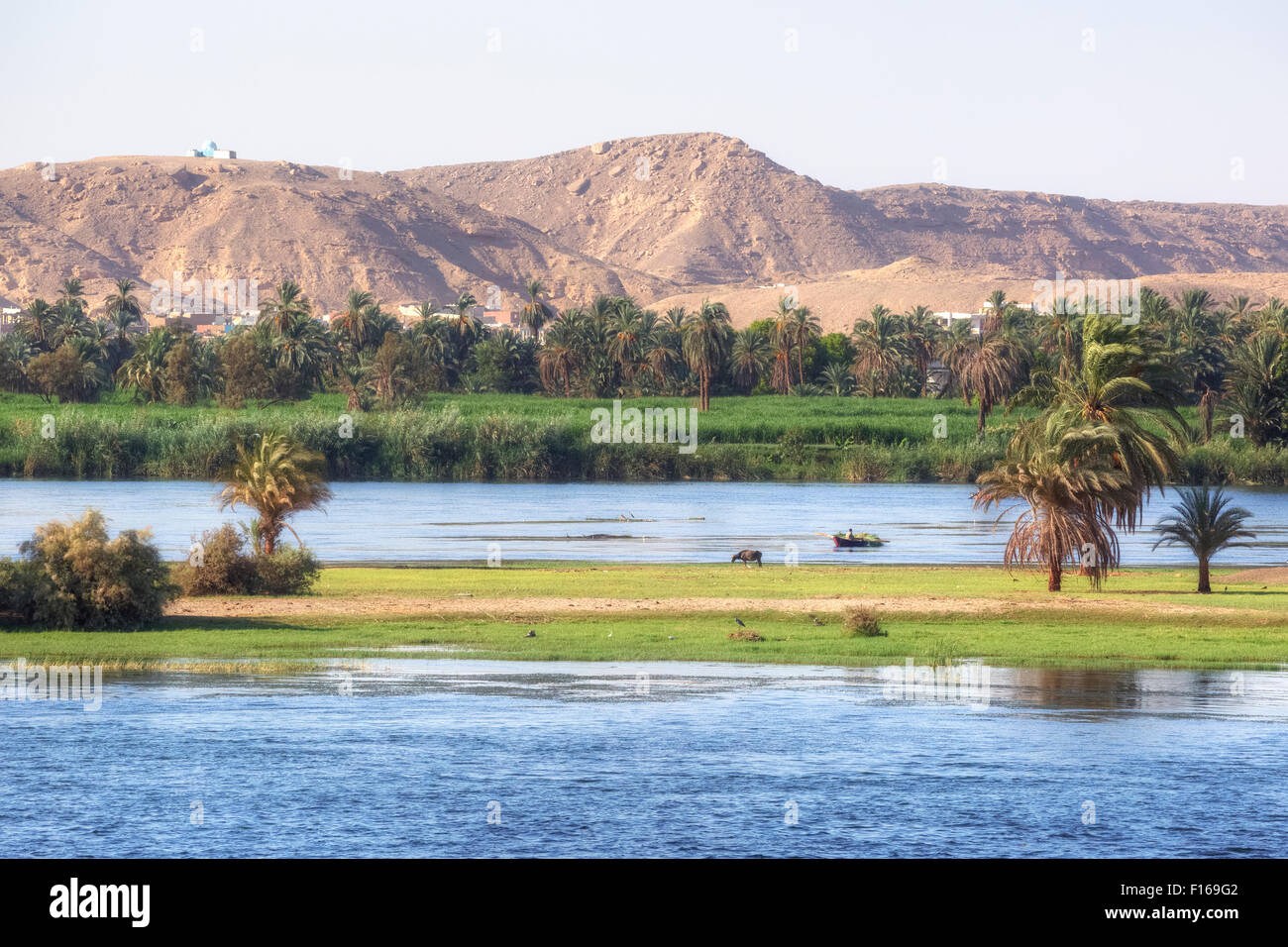 La vida en el Nilo entre Aswan y Luxor, Egipto, África Foto de stock