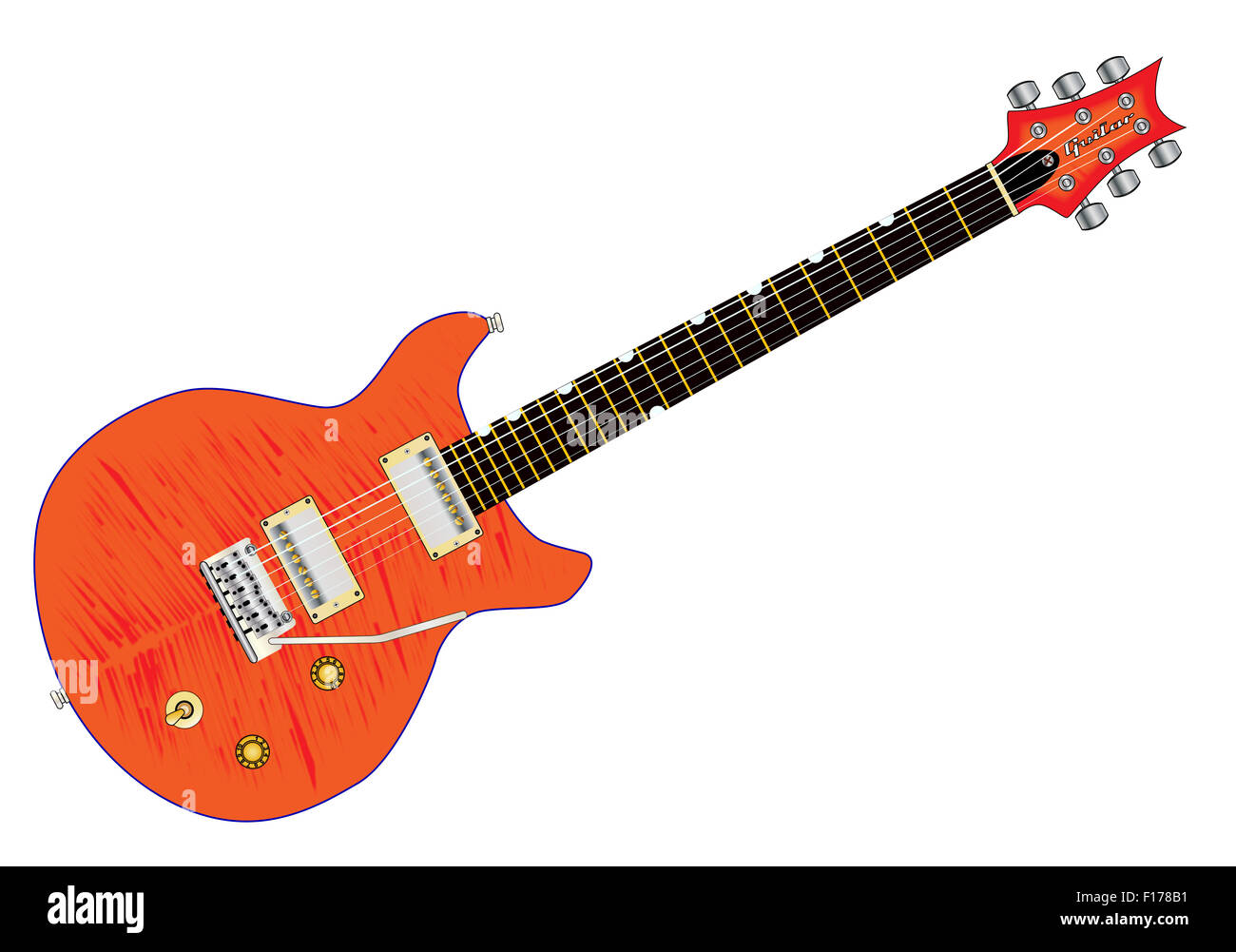 Un caso típico de doble corte guitarra eléctrica sobre blanco Fotografía de  stock - Alamy