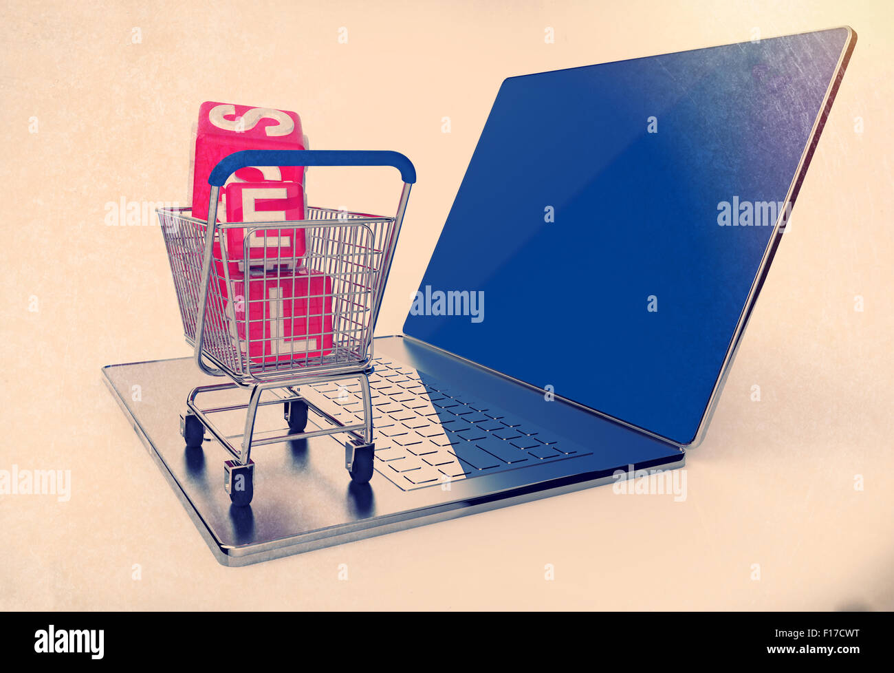 Concepto de compras en línea con el estilo de época Foto de stock