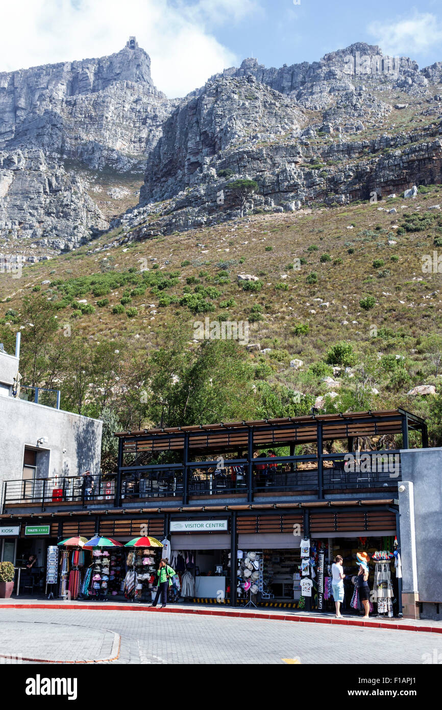 Ciudad del Cabo Sudáfrica, Parque Nacional de Table Mountain, Tafelberg Road, teleférico, teleférico, estación inferior, centro de visitantes, centro comercial Foto de stock