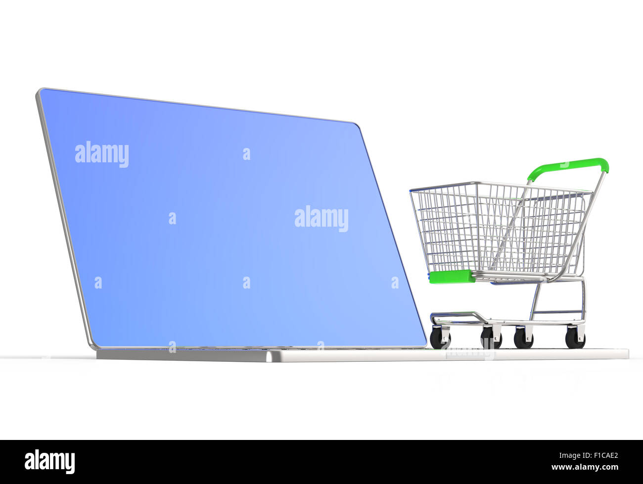 Concepto de compras en línea sobre fondo blanco. Foto de stock
