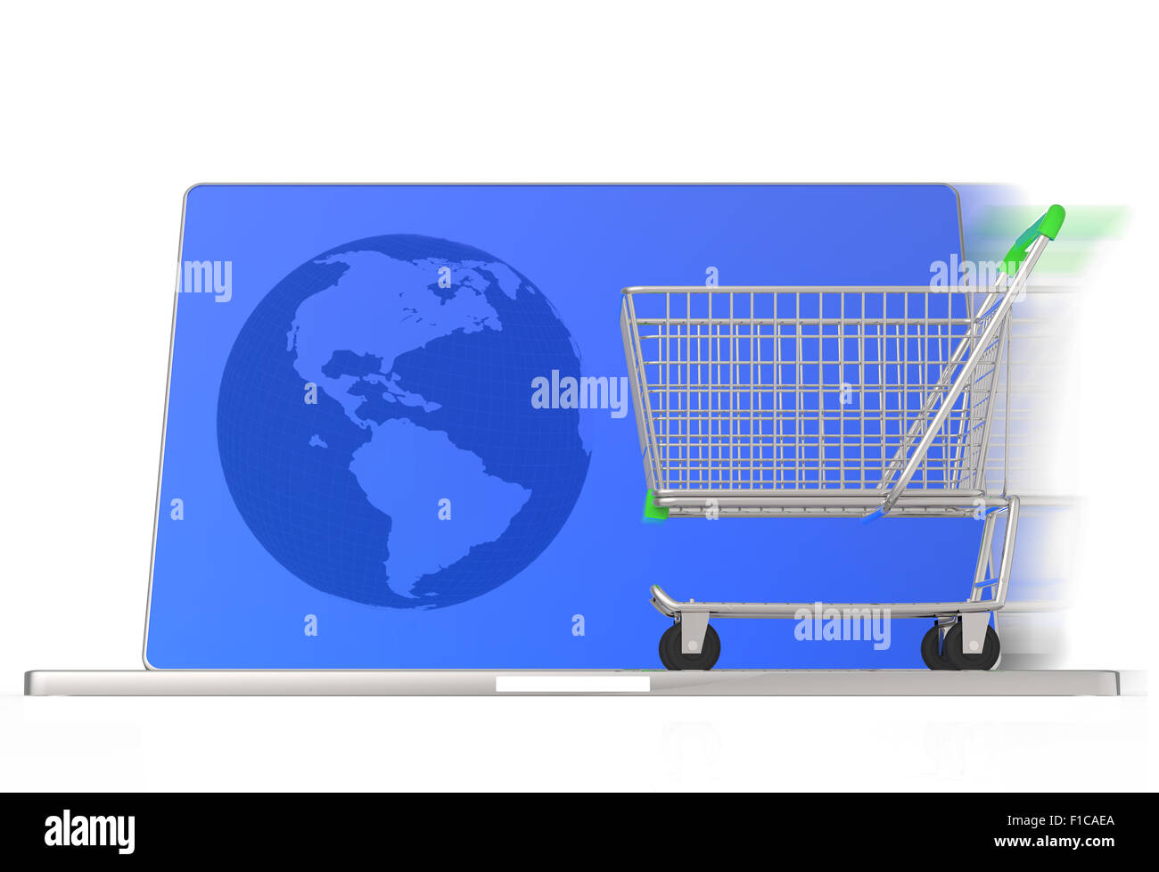 Concepto de compras en línea sobre fondo blanco. Foto de stock
