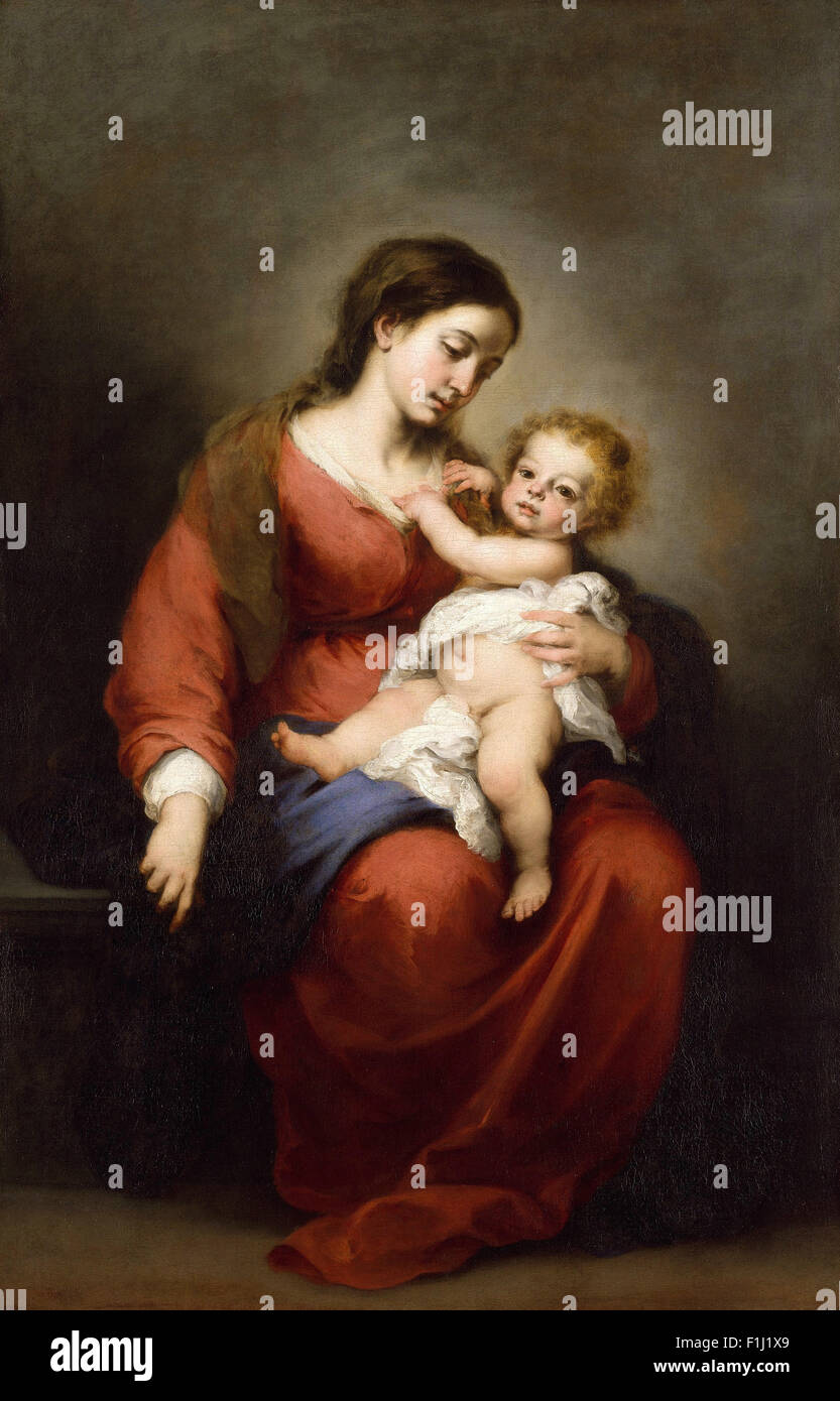 Bartolomé Esteban Murillo - La Virgen y el niño 14 Foto de stock