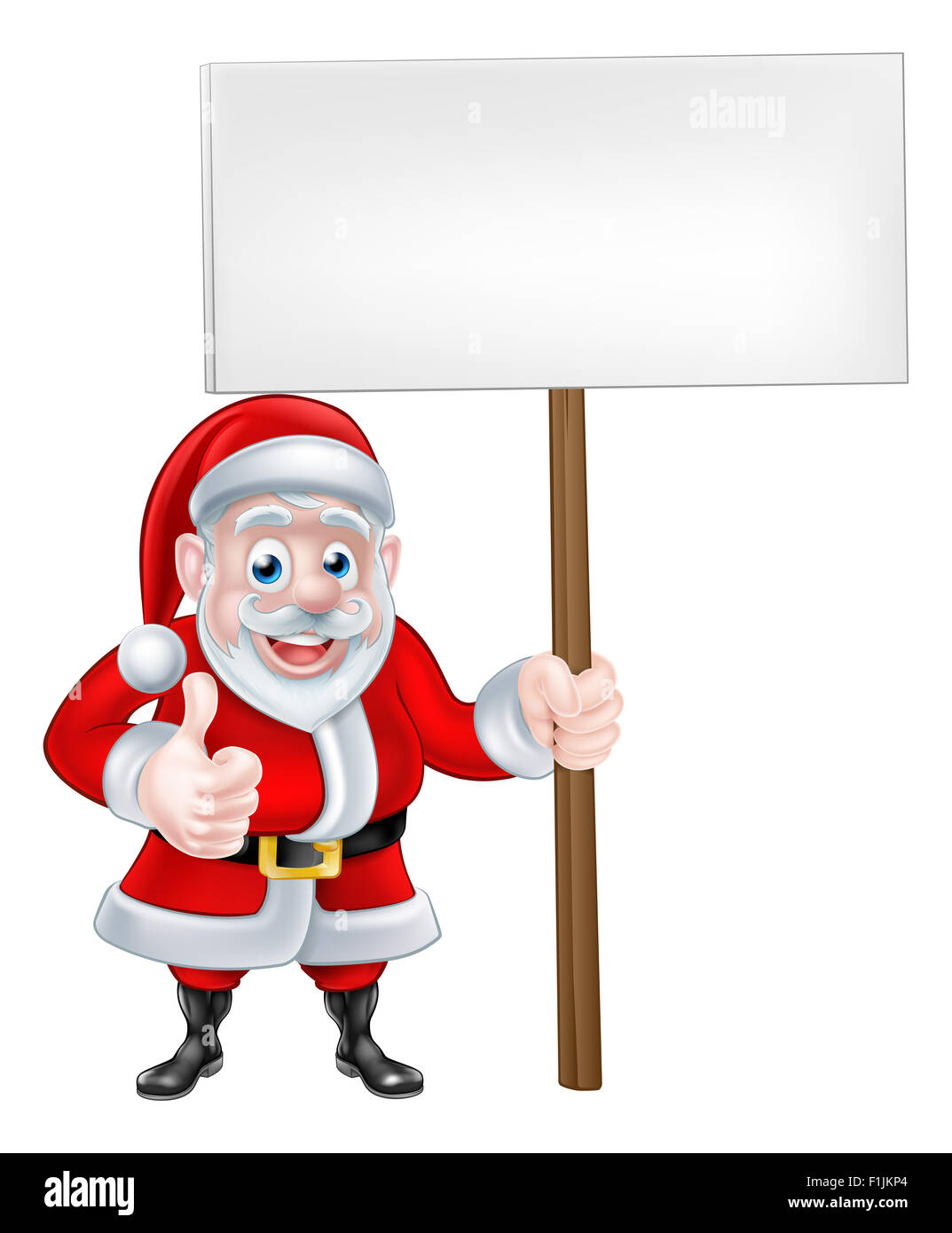 Una ilustración de dibujos animados de Navidad de Santa Claus sosteniendo  un cartel y dando un Thumbs up Fotografía de stock - Alamy