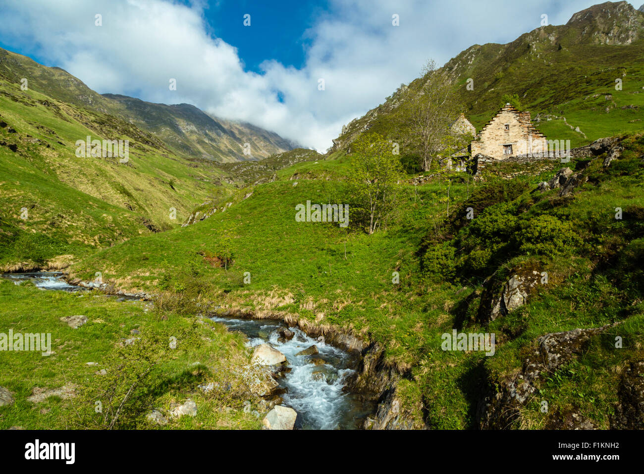 Valle de lisar,parque nacional de los Pirineos, Hautes Pyrenees, Francia Foto de stock