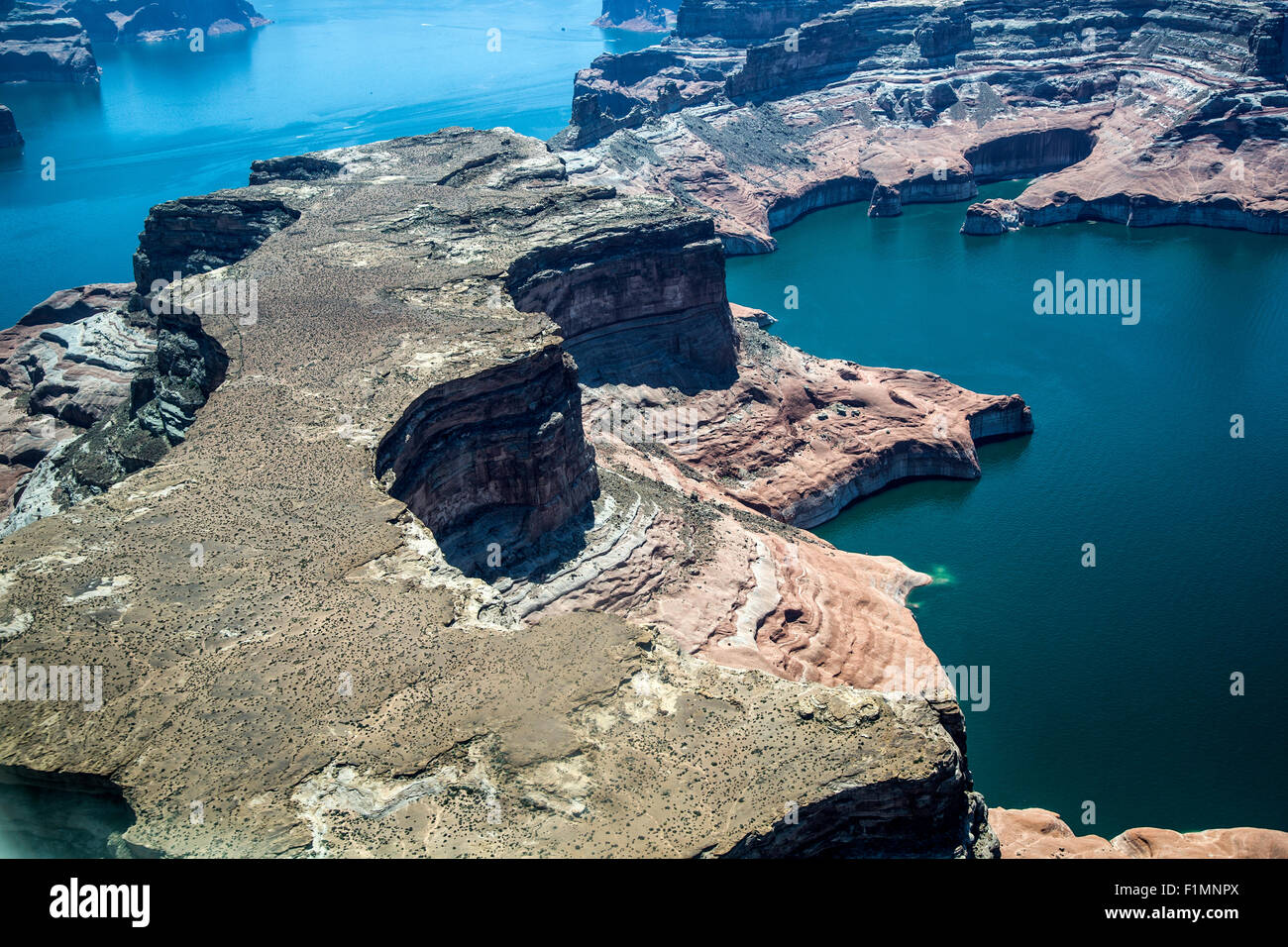 Foto aérea, el Lago Powell, Utah y Arizona Foto de stock