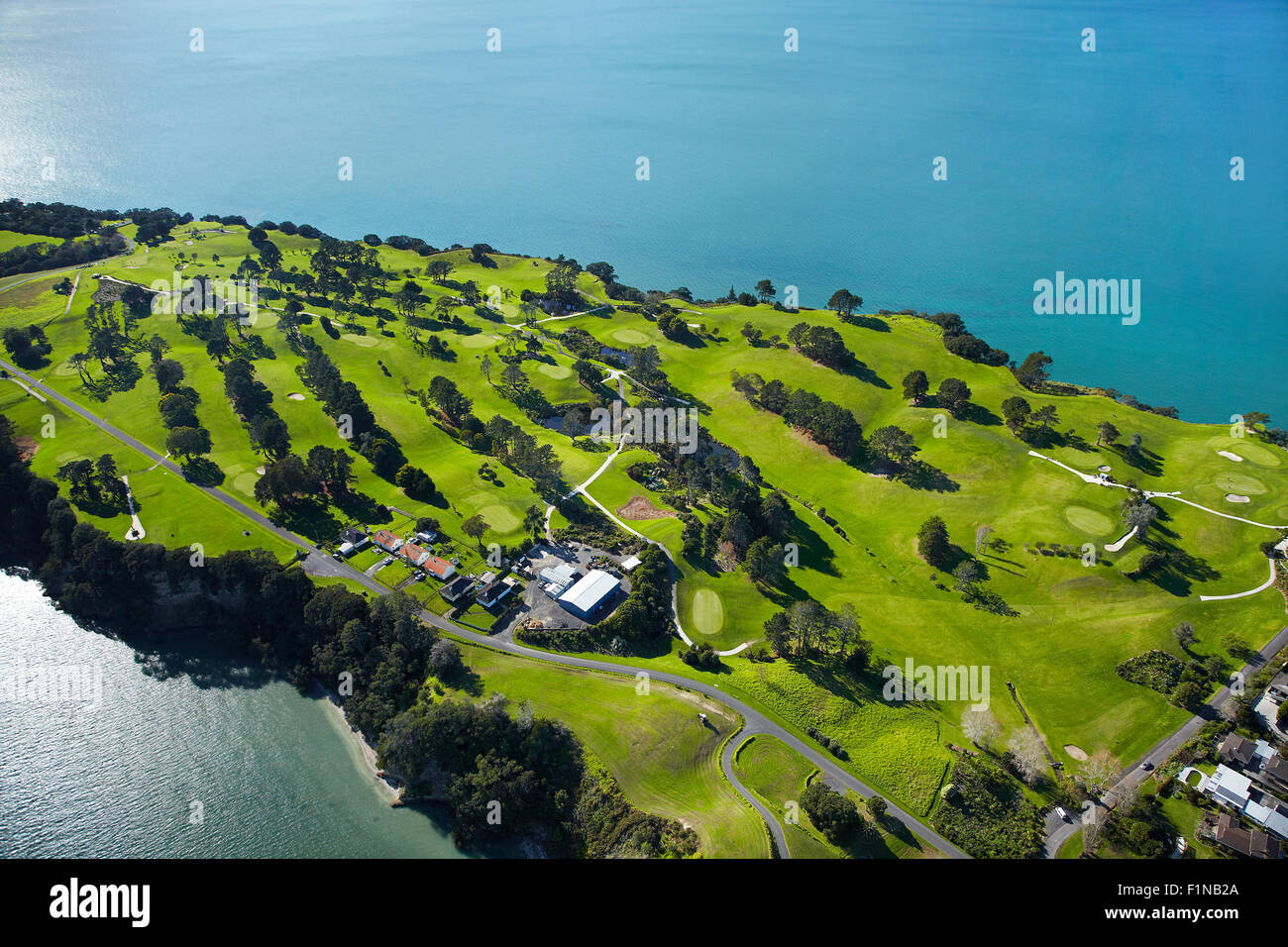 Howick Golf Course, Auckland, Isla del Norte, Nueva Zelanda - antena Foto de stock