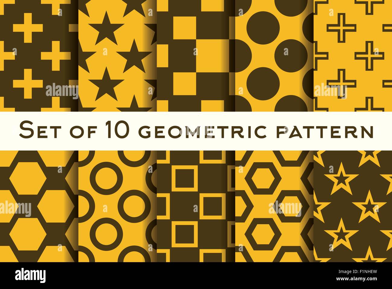 Conjunto de 10 patrones geométricos en colores naranja y marrón. Ilustración vectorial Ilustración del Vector