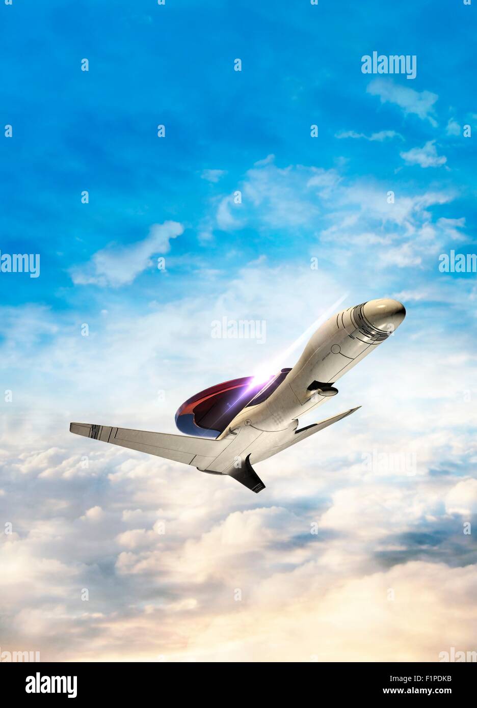 Las aeronaves volando en el cielo, equipo de ilustración. Foto de stock