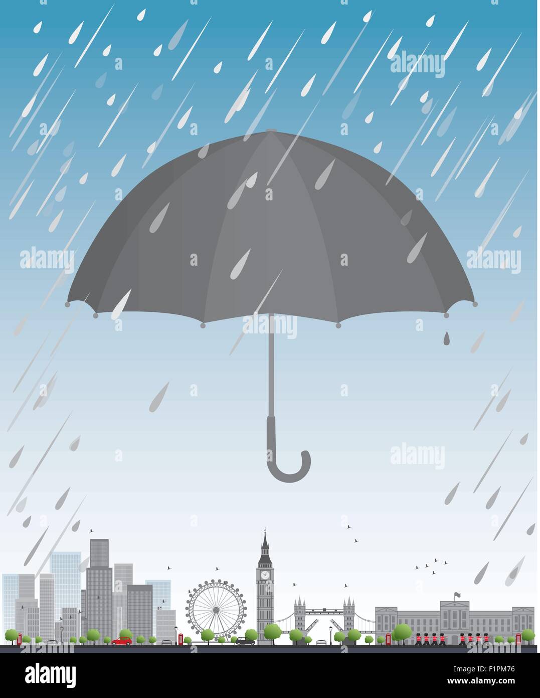 Londres bajo paraguas concepto Viajes ilustración vectorial Ilustración del Vector