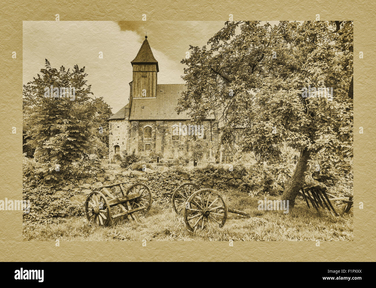 La Iglesia de San Katharina en Moenchgut Middelhagen, Península, Ruegen Isla, Mecklemburgo-Pomerania Occidental, Alemania, Europa Foto de stock