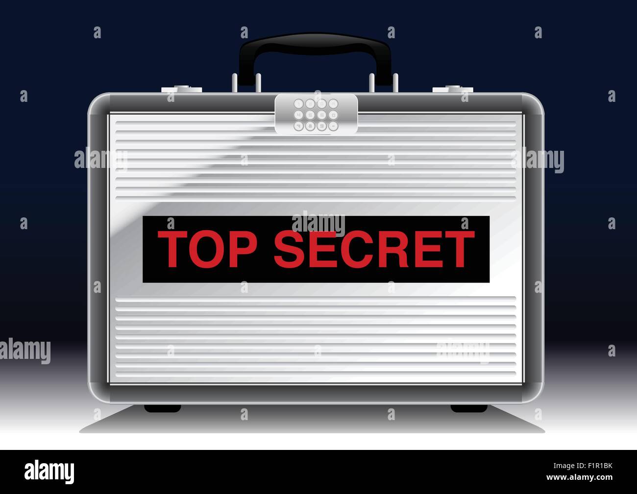 Top Secret maleta metálica en el candelero . Ilustración del Vector