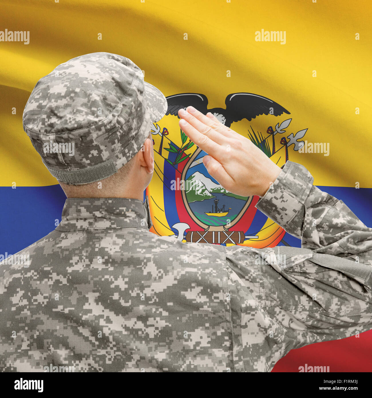 Las fuerzas militares nacionales con bandera en el fondo de la serie  conceptual - Ecuador Fotografía de stock - Alamy