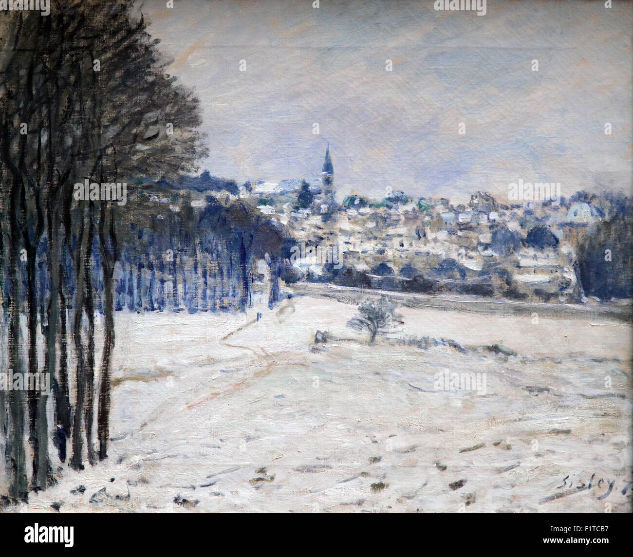 Nieve en Marly le Roi 1875 por Alfred Sisley 1839-1899.pintor impresionista de paisajes nacido en Francia pero con una ciudadanía británica. Foto de stock