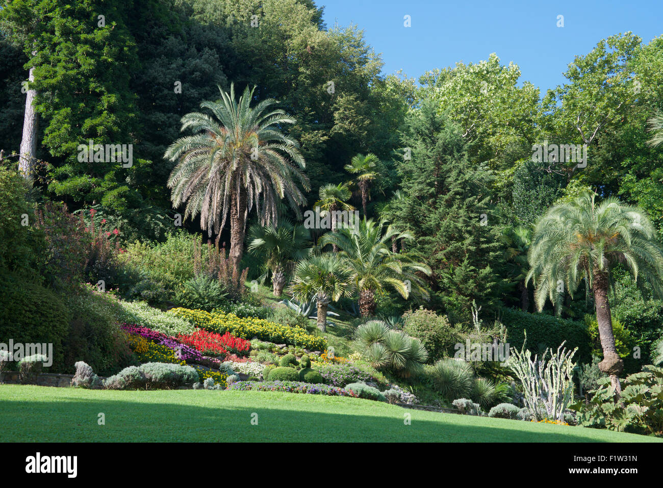 Los jardines de Villa Carlotta Lago Como Lombardía Italia Foto de stock