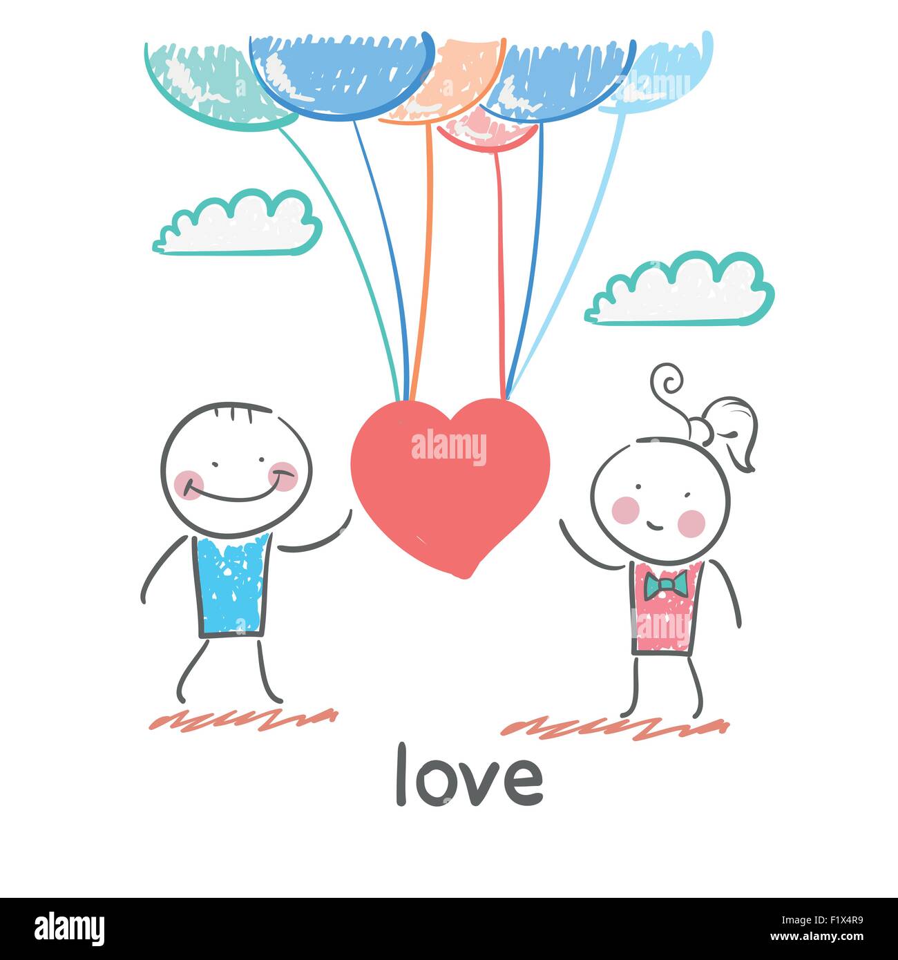 El amor. Diversión ilustración del estilo de dibujos animados. La situación  de la vida Imagen Vector de stock - Alamy
