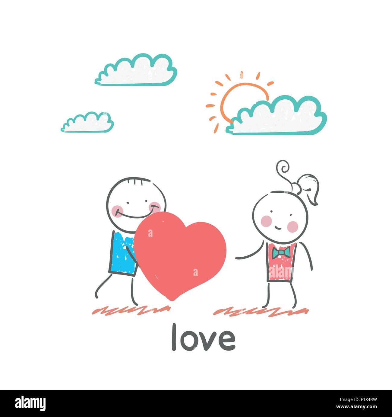 El amor. Diversión ilustración del estilo de dibujos animados. La situación  de la vida Imagen Vector de stock - Alamy