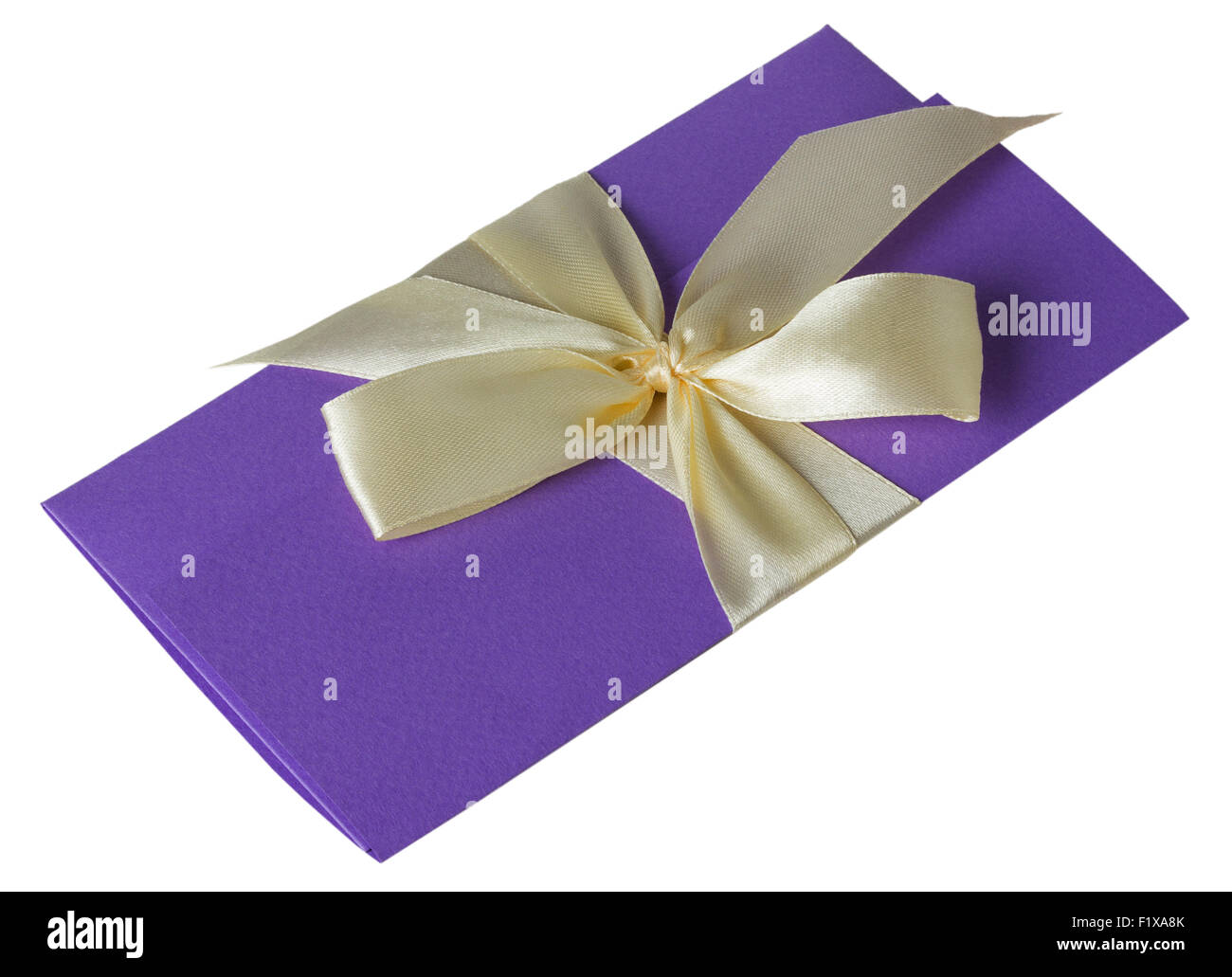 Tarjeta de felicitación púrpura aislado en el fondo blanco. Foto de stock
