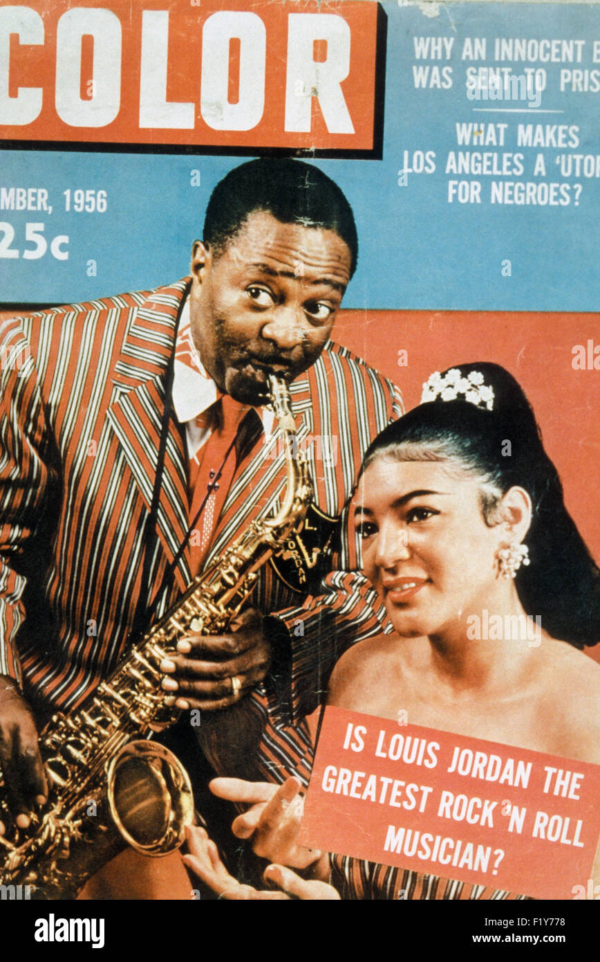 LOUIS JORDAN músico estadounidense en la portada de una revista americana  en 1956 Fotografía de stock - Alamy
