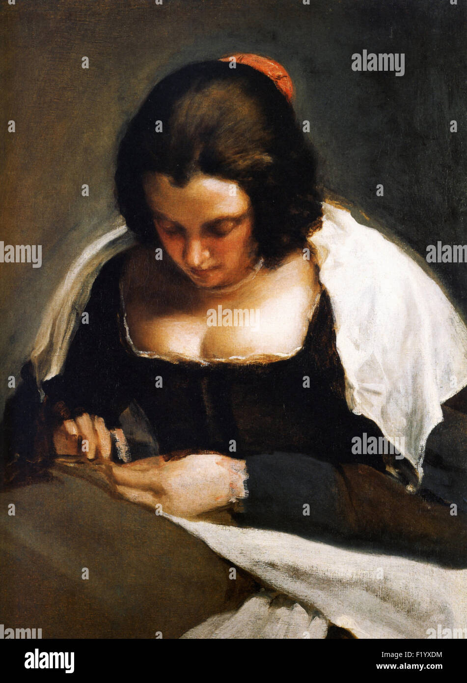 Diego Velázquez - La Needlewoman Foto de stock
