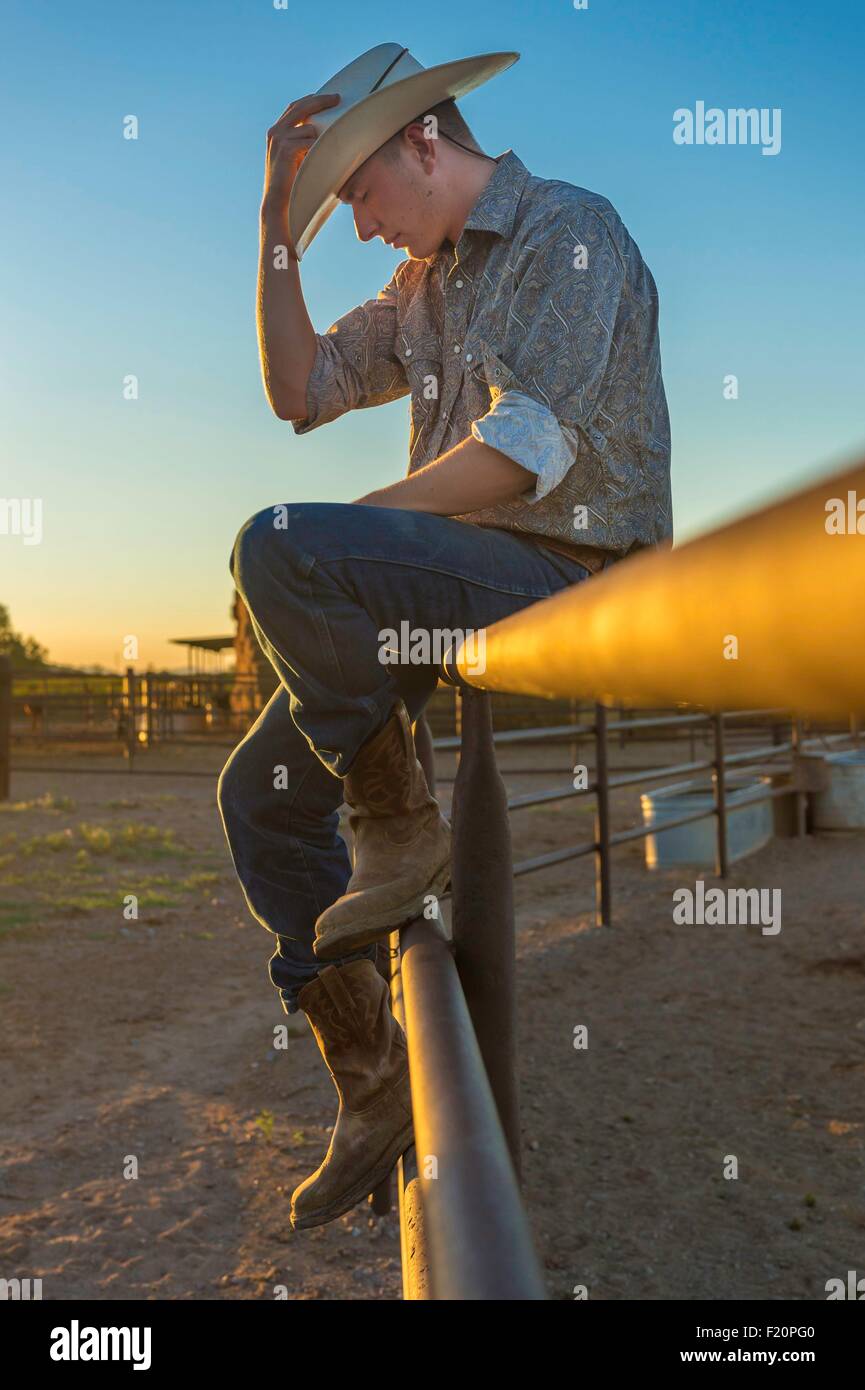 Estados Unidos, Arizona, Tucson, White Stallion Ranch, cow boy Foto de stock