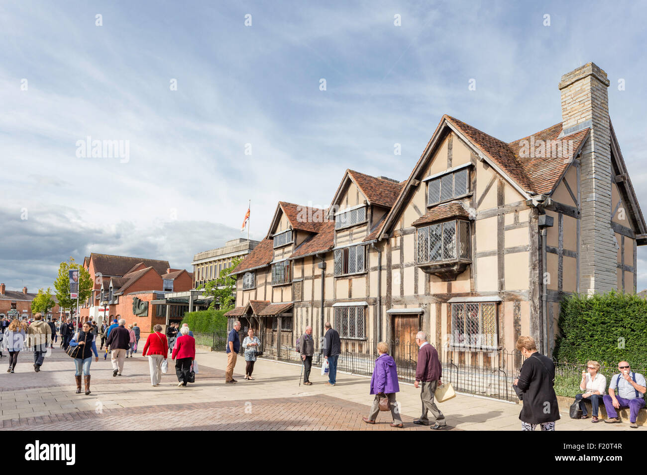 El lugar de nacimiento de Shakespeare en Henley Street, Stratford upon Avon, Warwickshire, Inglaterra, Reino Unido. Foto de stock