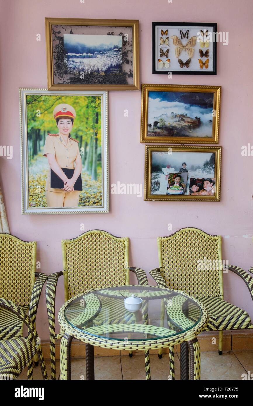 Vietnam, Sapa ,dentro de una tienda de café alrededor del lago Foto de stock