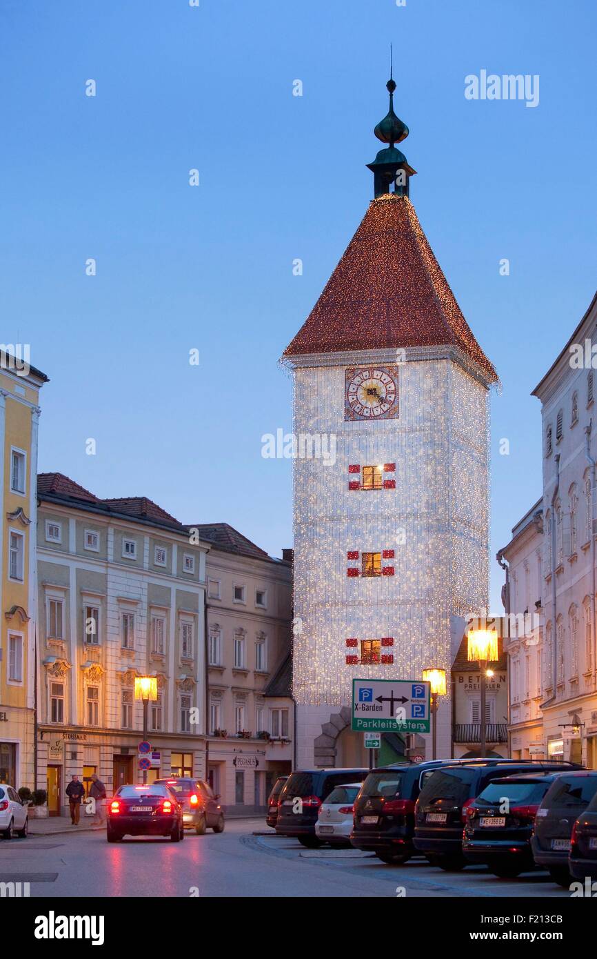 Austria, Alta Austria, Wels, Navidad, Stadtplatz Foto de stock