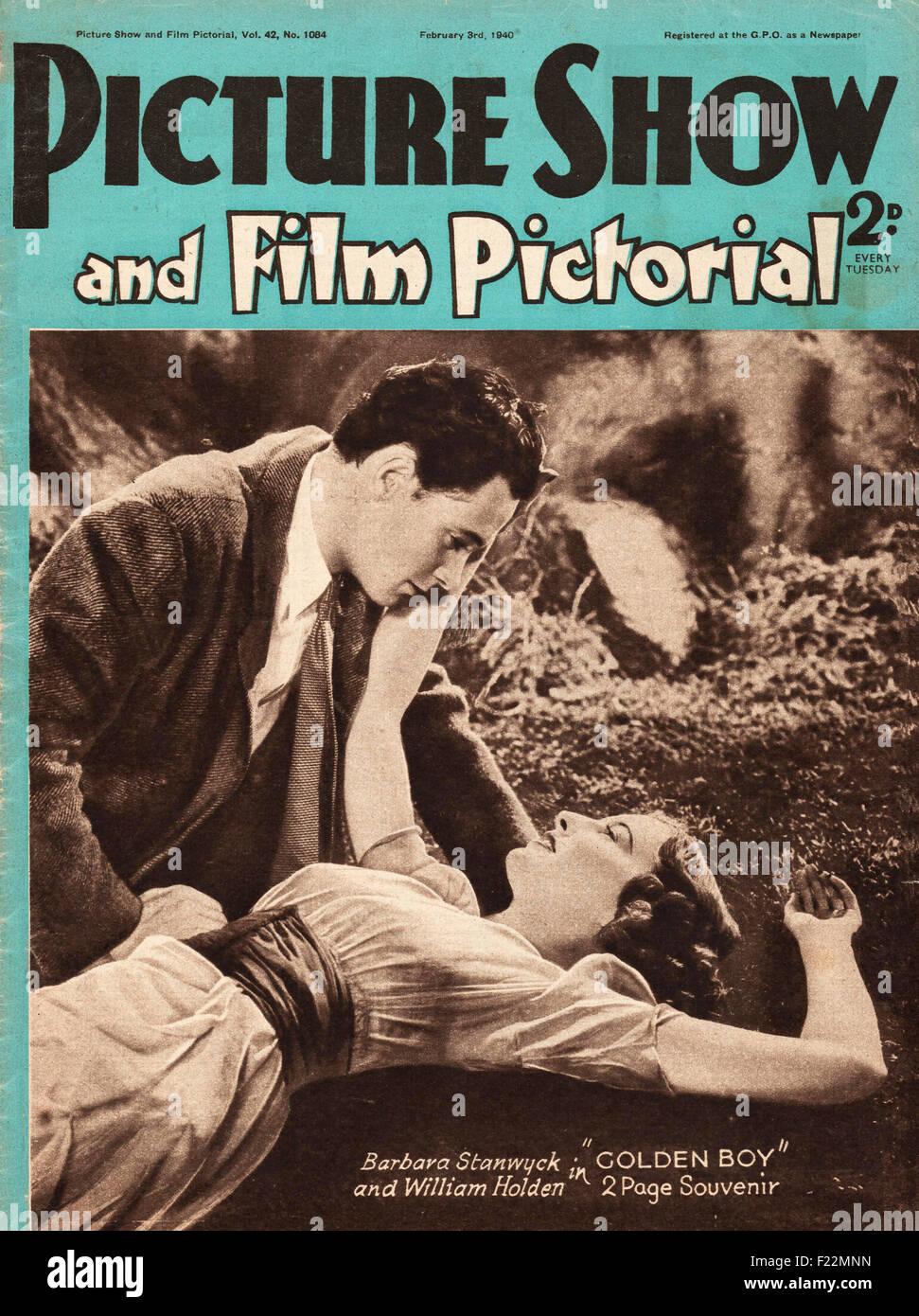 1940 Picture Show magazine Barbara Stanwyck & William Holden Foto de stock