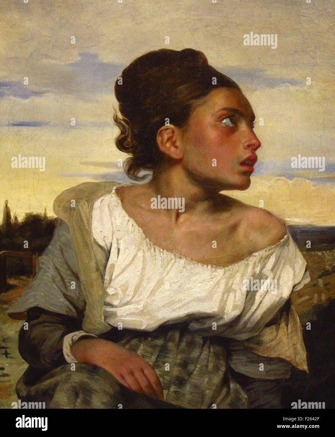 Eugène Delacroix - joven niña huérfana en el Cemeter Foto de stock