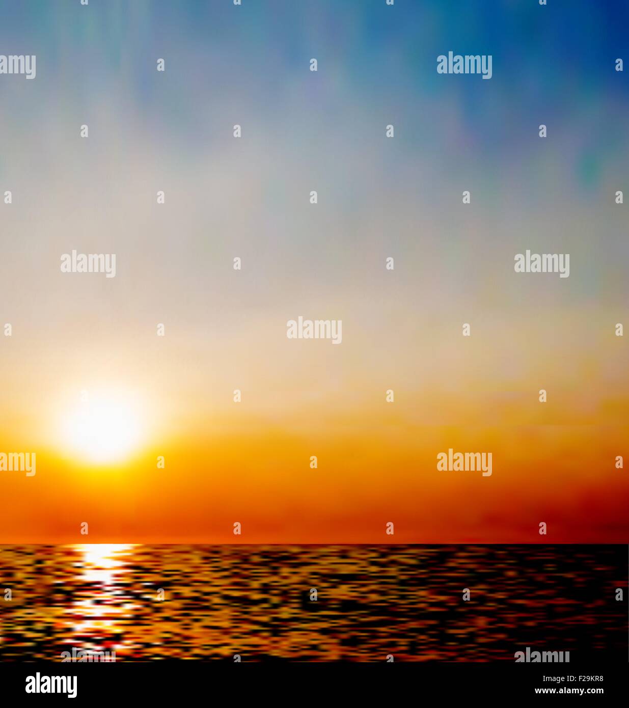 Resumen Antecedentes naturales, el cielo y el mar durante el amanecer Ilustración del Vector