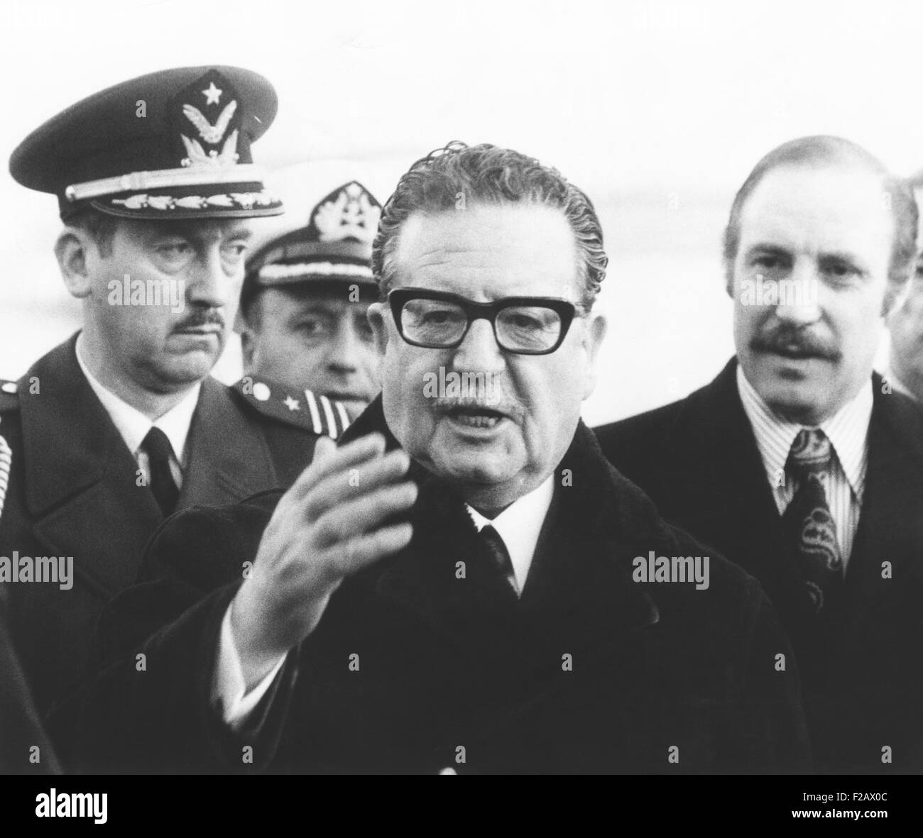 El presidente de Chile, Salvador Allende en Nueva York para hablar ante las Naciones Unidas, Dec 3, 1972. Desde la ciudad de Nueva York iba a viajar a la Unión Soviética y Cuba. (CSU 2015 11 1193) Foto de stock