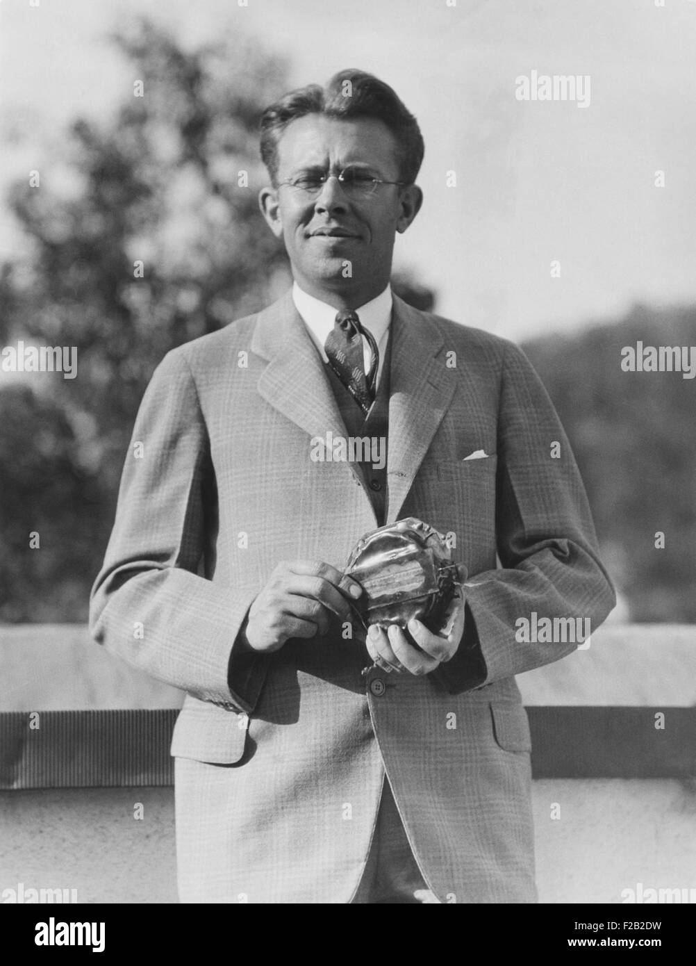Ernest Orlando Lawrence, físico nuclear estadounidense en 1935. Recibió una patente para el ciclotrón en 1934. En 1939 ganó el Foto de stock
