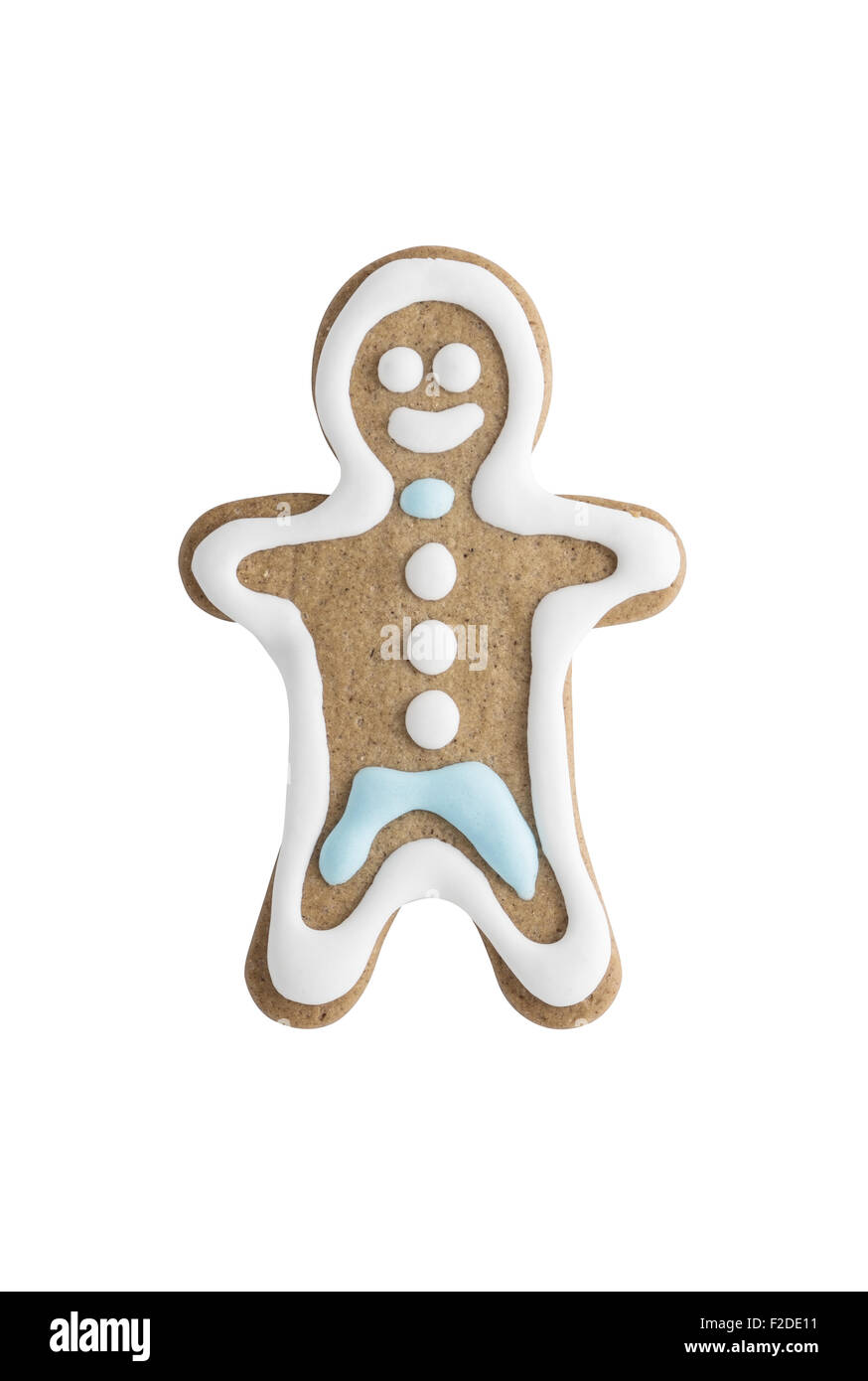 Gingerbread cookie hombre aislado sobre fondo blanco - Disparo en studio Foto de stock