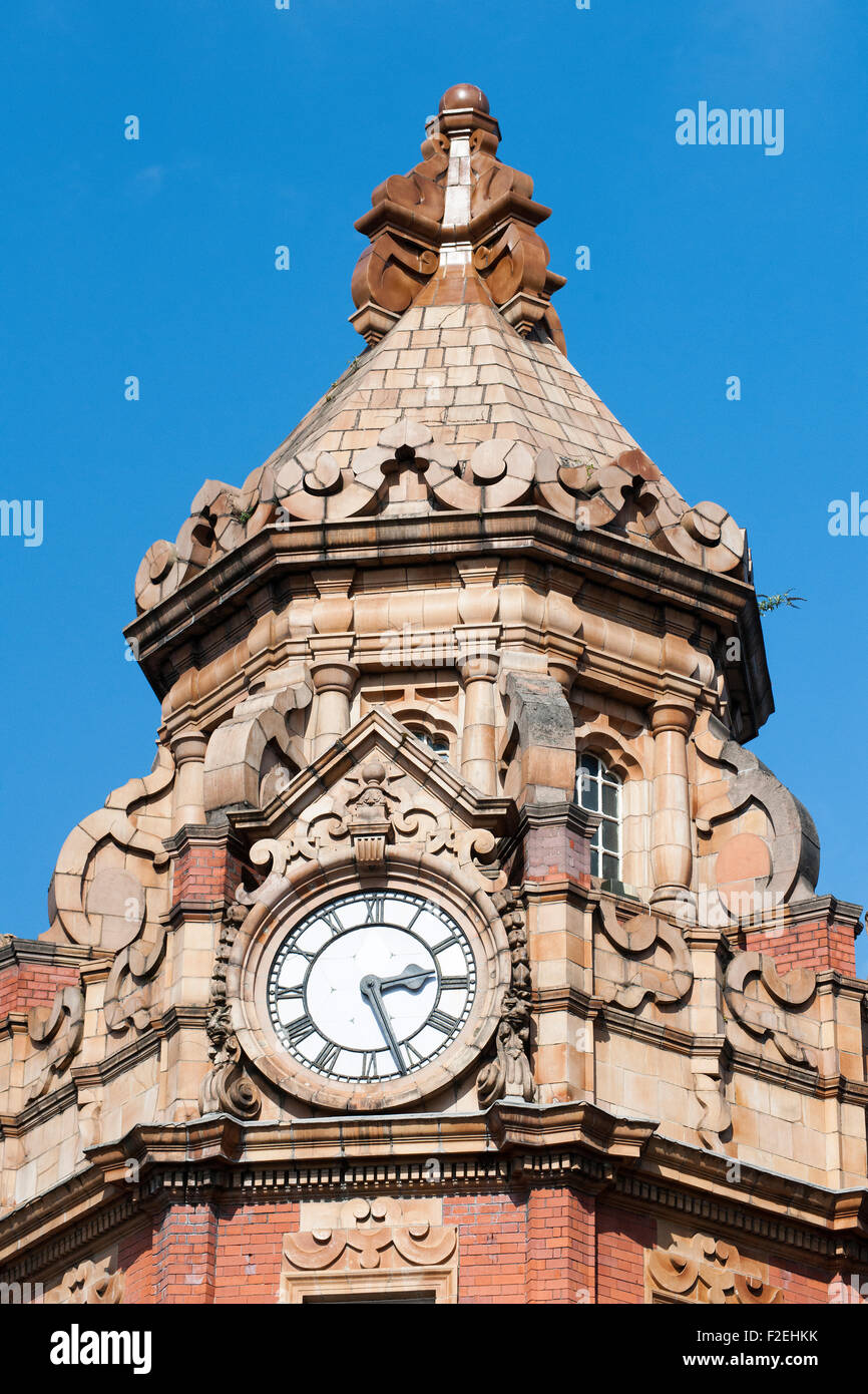 La torre del reloj, Briggate , Leeds, Yorkshire, Inglaterra, Reino Unido. Foto de stock